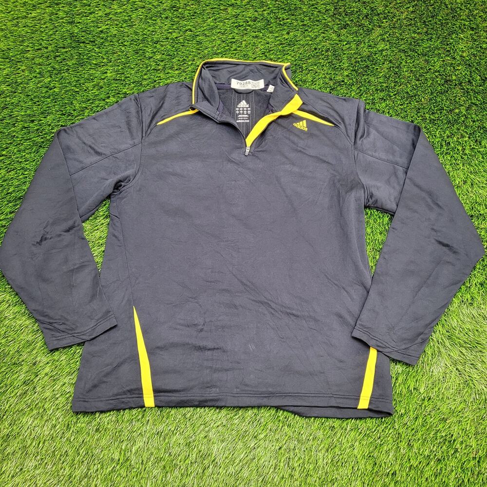 ADIDAS Quarter Zip Track Jacket Large 22x28 Blue Yellow